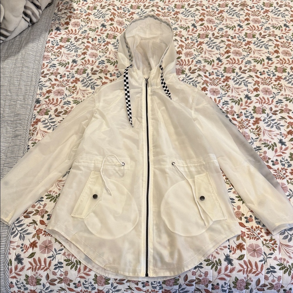 Members Only Cream Utility/ Rain Jacket with Hood